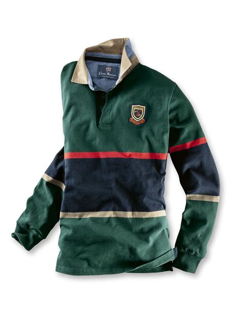 Symbolising commitment, the flowing lines display a hint of red on the chest and shoulders. Scottish Rugbyshirt von Charles Robertson - Polohemden ...