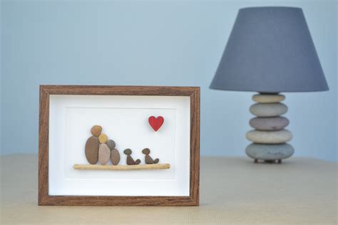 Pebble art family of 3 with dogs Pebble art picture Pebble | Etsy ...