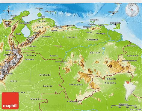 Large Detailed Physical Map Of Venezuela Venezuela La