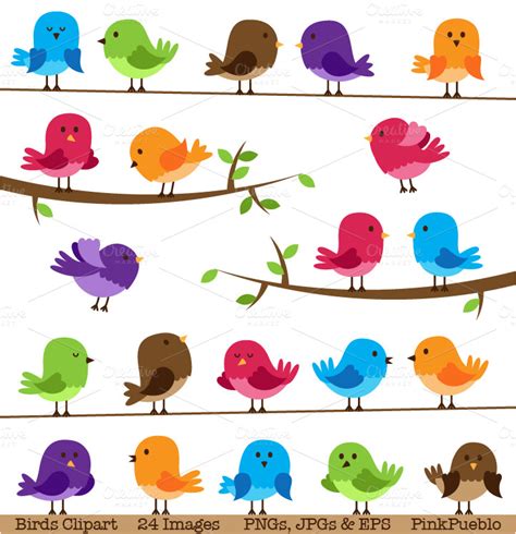 Cute Birds Clipart And Vectors ~ Illustrations On Creative Market