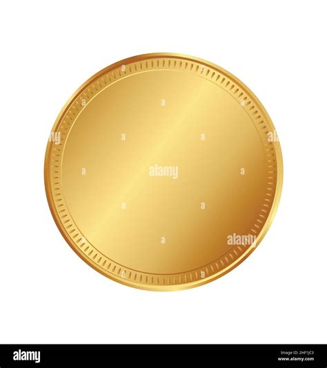Blank Empty Shiny Gold Coin Money Template Vector Isolated On White