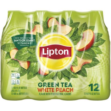 Lipton White Peach Iced Green Tea 12 Bottles 169 Fl Oz Food 4 Less