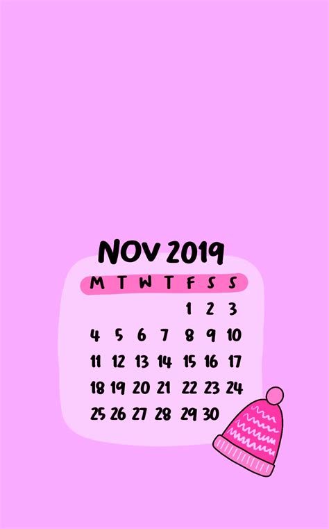 Free Download Awesome Cute November Calendar 2019 Floral Wallpaper For