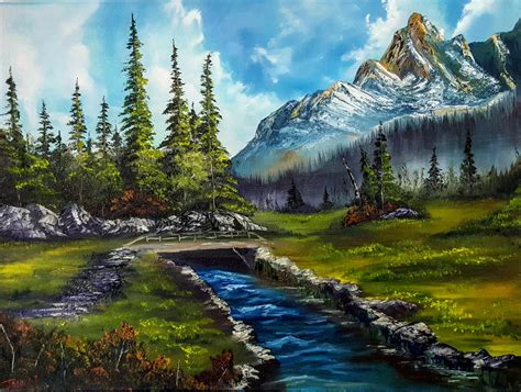 Evergreen Mountain Oil Painting 20x24 Rart