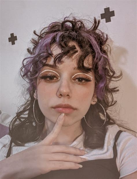 Aesthetic Girl Purple Hair Curly Bangs Hairstyles In 2022 Colored Curly Hair Dyed Curly Hair