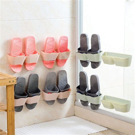 Wall Mounted Shoes Storage Holders Sticky Hanging Shoe Organizer