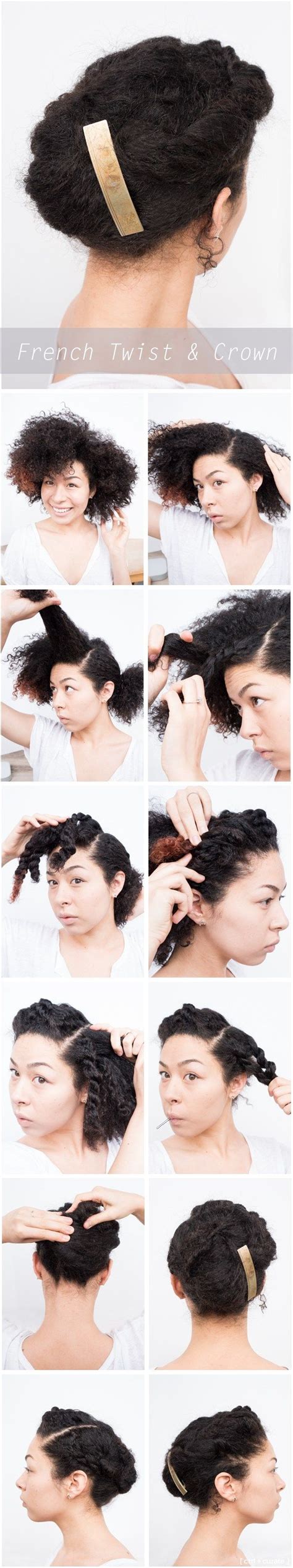 The cap is attached to the top or crown of the head using. Curly Hair Updo: French Twist & Crown | ctrl + curate ...