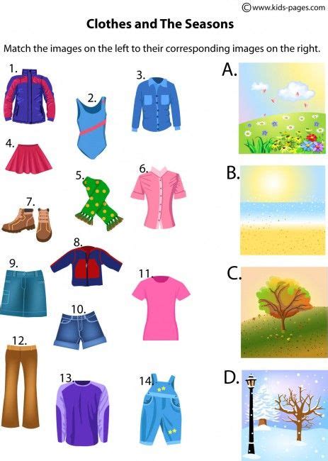 Worksheets Its Fun To Learn Clothes Worksheet Seasons Worksheets