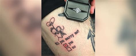 Man Surprises Girlfriend With Marriage Proposal Tattoo He Tricks Her Into Inking On Him Abc News