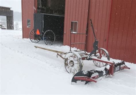 Horse Drawn Snow Plow Amish Farm Amish Country Snow Plow
