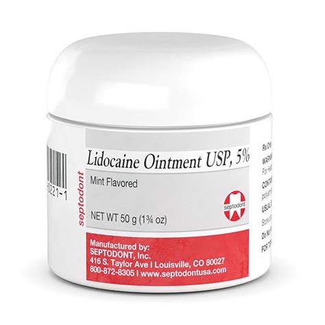 Lidocaine Ointment Usp 5 Mint 50g Septodont