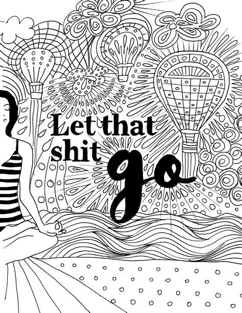 Funny Swearing Adult Coloring Book Page Unique Tlet That Etsy