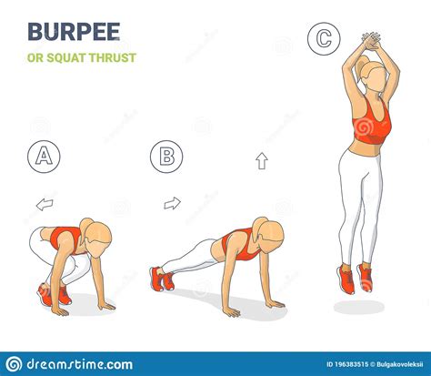 Woman Burpee Or Squat Thrust Exercise Colorfull Concept