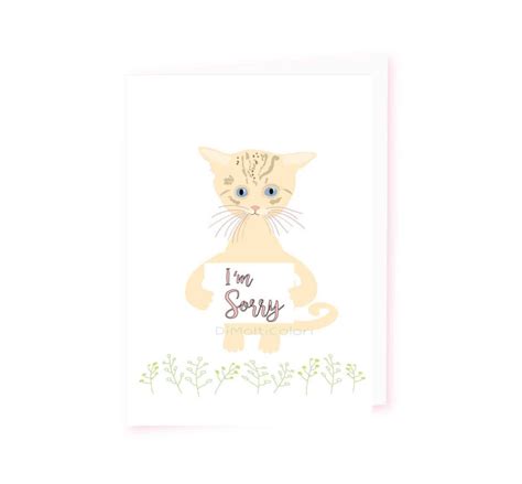 Printable Im Sorry Card Apology Card Cute Cat Kitten Etsy
