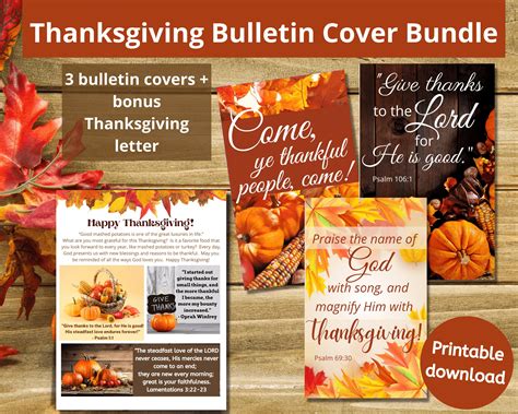 Printable Church Bulletin Covers Thanksgiving Digital Etsy