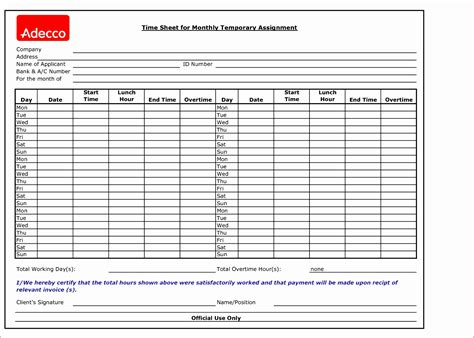 10 Monthly Timesheet Template Excel Free Download Excel Templates