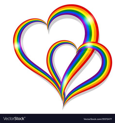 Two Rainbow Pride Heart Shape Symbol Lgbt Vector Image