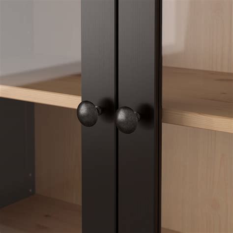 Hemnes Glass Door Cabinet With 3 Drawers Black Brown Light Brown 35