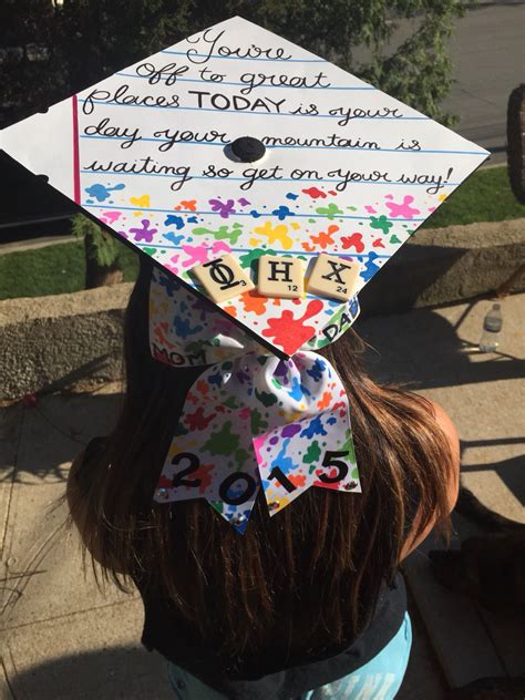 Who knows what the weather will be like on your graduation day, it might be picture perfect or anything but. Art Paint splatter teacher graduation cap | Teacher ...