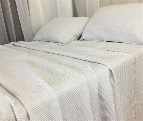 Stone Grey And White Striped Bed Sheets Handcrafted By Superior