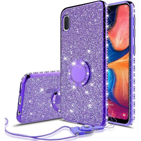 Samsung Galaxy A01 Casering Kickstand Glitter Cute Bling Cover For