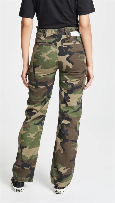Redone Synthetic High Waisted Cargo Pants In Camo Green Lyst