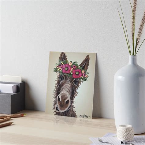 Donkey Art Donkey With Flower Crown Art Art Boards By Leekellerart