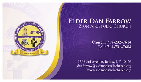 Make a church business card design online with brandcrowd's business card maker. Business Business Card Design for Zion Apstolic Church ...