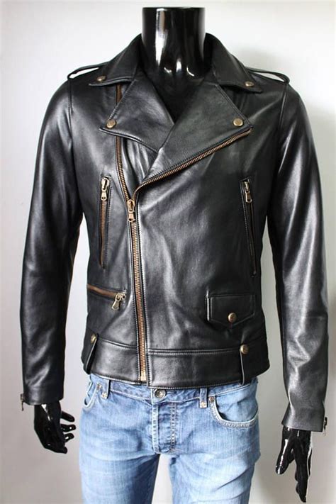 italian handmade men genuine lambskin leather biker jacket etsy leather jacket men style