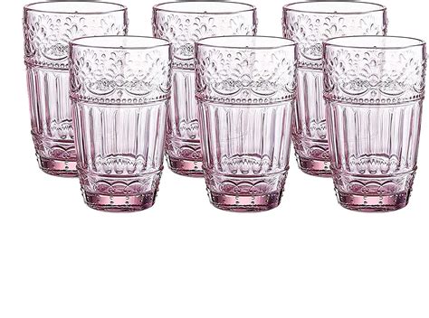 Whole Housewares Glass Tumbles 11 Oz Embossed Design Drinking Glasses