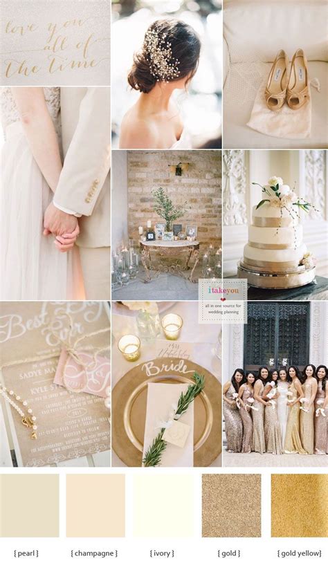 The color's name came from the average color of the drink champagne. Champagne wedding colors schemes { Champagne + pearl ...