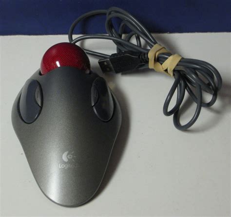 Logitech T Bc21 Marble Mouse Usb 4 Button Trackball 2002 Vintage