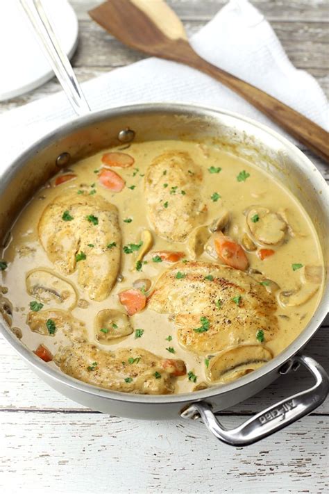 Chicken Fricassee A Classic French Dish Is Made With Chicken Mushrooms Carrots And Onions