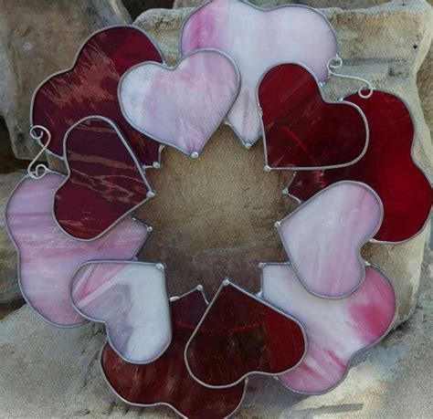 Multiple Heart Stained Glass Wreath Valentines Anniversary Wedding Birthday Ts Home