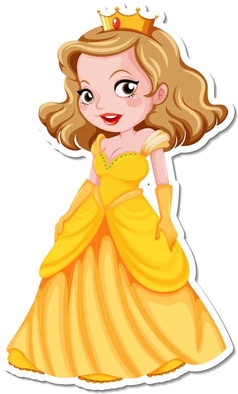 Beautiful Princess Cartoon Character Sticker 3022915 Vector Art At Vecteezy