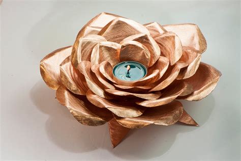 Copper Rose Candle Metal Roses Forever Flowers Blossom Etsy