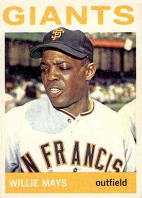 What makes this card historically significant, though, is that it would be the last time mays would appear on a mainstream baseball card in a new york giants uniform as the team would move to san. 1964 Topps Willie Mays #150 Baseball Card Value Price Guide