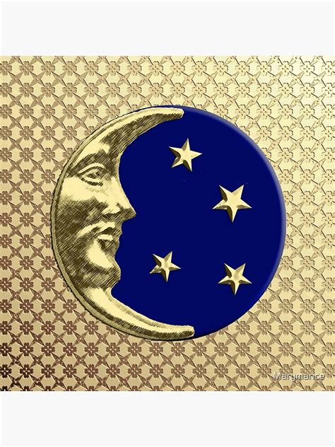 Art Deco Moon And Stars Navy And Gold Poster For Sale By Marymarice