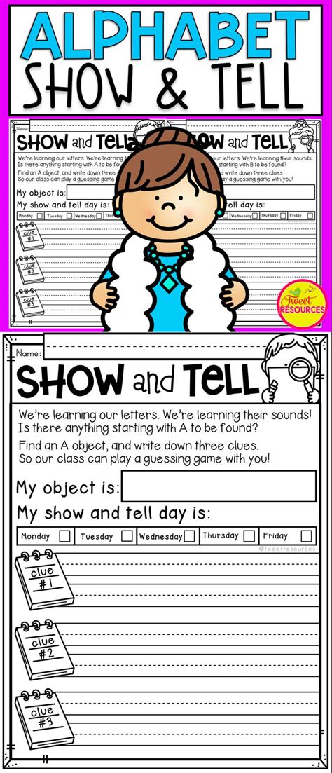 Show And Tell Notes For Alphabet Letter Of The Week Series Show And