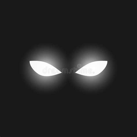 Vector Illustration Of Glowing White Eyes In The Dark Stock Vector