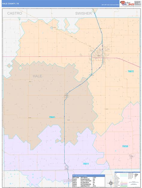 Hale County Tx Wall Map Color Cast Style By Marketmaps