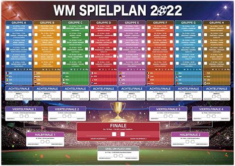 Amazonde Ahfulife Wm 2022 Spielplan Poster Katar Fußball Wm A1a2