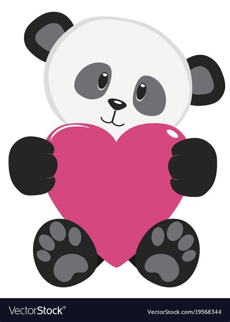 Cute Panda Holding Heart Trimage Vector