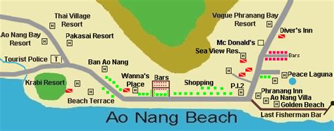Map Of Ao Nang Thailand Beach Front Map