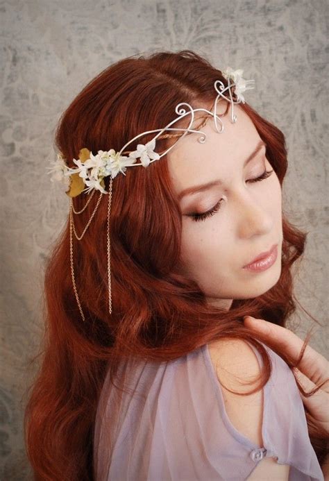 Ethereal Flower Tiara Ivory Floral Headdress Wedding Hair Etsy