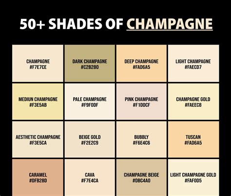 Here Are All The Various Shades Of Champagne Color Including Names And