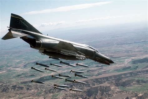 F 4e Phantom Ii Dropping 18 500 Pound Bombs Over The Bardenas Reales