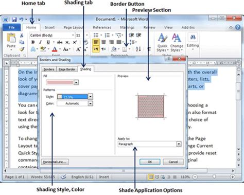 It simply is not there in any installation that i or my customer has of word 2013 or 2016. word: Word Borders And Shading Dialog Box