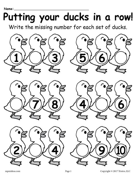 Fill In The Missing Numbers Spring Number Worksheets 1